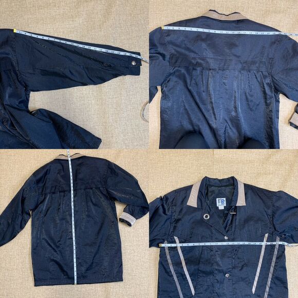 Braetan Bt2 women Black Gold Collar Rain Windbreaker Jacket Coat sz small - Picture 8 of 12